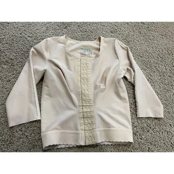 Marena Recovery Post Surgical Compression Beige Vest 3/4 Length Sleeve sz L - Picture 3 of 13